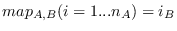 $map_{A,B}(i=1...n_A) = i_B$